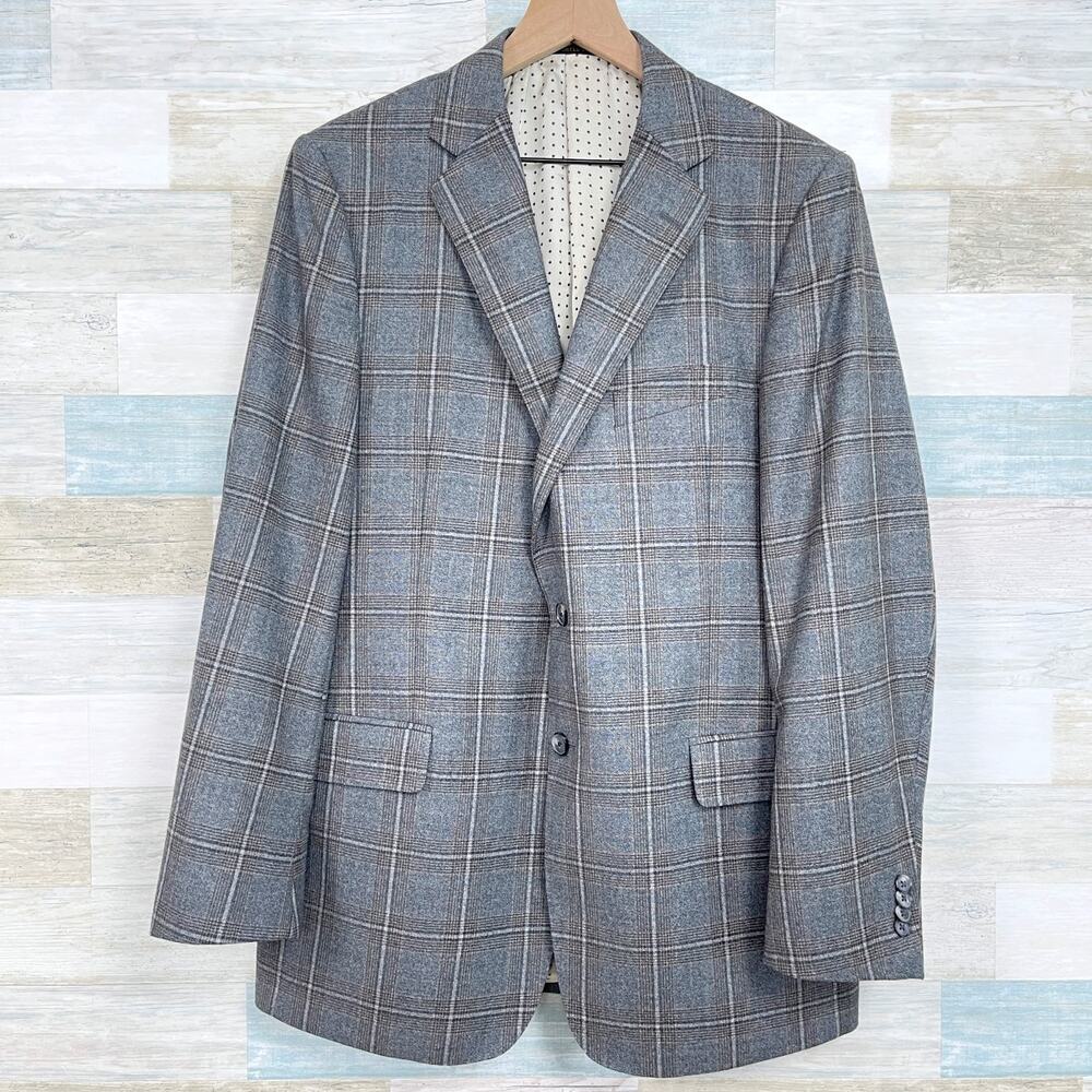 Jos A Bank Reserve Marzotto Super 110s Sport Coat Gray Check Wool Mens 42R